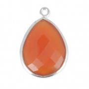 925 Sterling Silver drop Pendant with a 13x17 mm faceted gemstonedyed Cornaline x1|raw }}