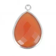 925 Sterling Silver drop Pendant with a 13x17 mm faceted gemstonedyed Cornaline x1
