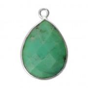925 Sterling Silver drop Pendant with a 13x17 mm faceted gemstone / Chrysoprase  x1|raw }}
