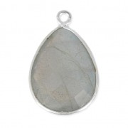 925 Sterling Silver drop Pendant with a 13x17 mm faceted gemstone / Labradorite x1|raw }}