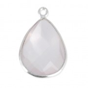 925 Sterling Silver drop Pendant with a 13x17 mm faceted gemstone / Quartz rose x1|raw }}