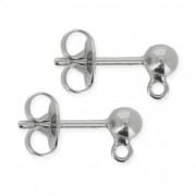 Flat pad earstuds 4 mm Old Silver Tone x2