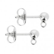 Flat pad earstuds 4mm fine silver plating x2
