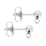 Flat pad earstuds 4mm fine silver plating x2