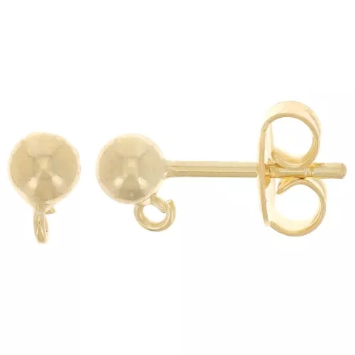 Flat pad earstuds 4 mm Fine gold plated x2