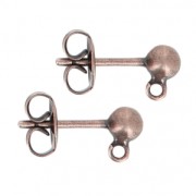 Flat pad earstuds 4 mm Copper Tone x2|raw }}