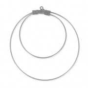 Double earring hoops to decorate 45mm x 0.8mm Old Silver Tone x2