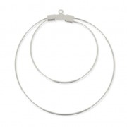 Double earring hoops to decorate 45 mm x0.8 mm fine silver plating x2