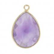 925 Sterling Silver drop Pendant with a 13x17 mm faceted gemstone Gold plated/ Améthyste x1