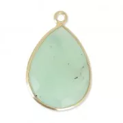 925 Sterling Silver drop Pendant with a 13x17mm faceted gemstone Gold Plated/Chrysopras