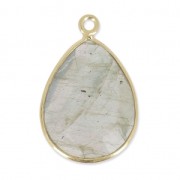 925 Sterling Silver drop Pendant with a 13x17mm faceted gemstone Gold Plated/Labradorit|raw }}