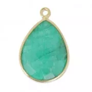 925 Sterling Silver drop Pendant with a 13x17mm faceted gemstone Gold plated/Dyed Emera
