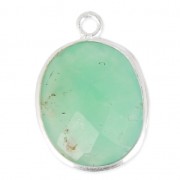 925 Sterling Silver Pendant 11 x 13  mm faceted gemstone / Chrysoprase x1|raw }}