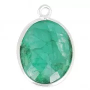 925 Sterling Silver Pendant 11 x 13 mm faceted gemstone / Dyed Emerald