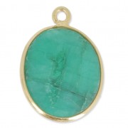 925 Sterling Silver Pendant 11 x 13 mm faceted gemstone - gold plated / Dyed Emerald x1