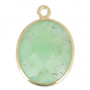 925 Sterling Silver Pendant 11 x 13  mm faceted gemstone - gold plated / Chrysoprase  x1|raw }}