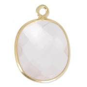 925 Sterling Silver Pendant 11 x 13  mm faceted gemstone - gold plated / Quartz rose x1|raw }}