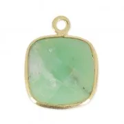 925 Sterling Silver Pendant 11 mm faceted gemstone - gold plated/ Chrysoprase x1