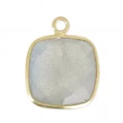 925 Sterling Silver Pendant 11 mm faceted gemstone - gold plated/ Labradorite x1