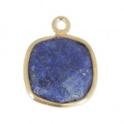 925 Sterling Silver Pendant 11 mm faceted gemstone - gold plated / Lapis x1