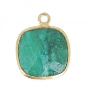 925 Sterling Silver Pendant 11 mm faceted gemstone - gold plated/ Dyed Emerald|raw }}