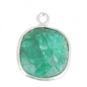 925 Sterling Silver Pendant 11 mm faceted gemstone / Dyed Emerald x1|raw }}