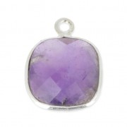 925 Sterling Silver Pendant 11 mm faceted gemstone / Améthyste  x1|raw }}