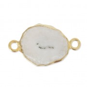 925 Sterling Silver Spacer with Druzy Quartz 2 loops 12 mm Gold Plated x1