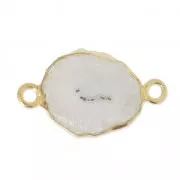 925 Sterling Silver Spacer with Druzy Quartz 2 loops 12 mm Gold Plated x1