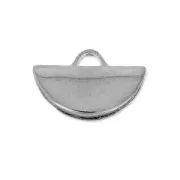 10.5 x 6.5mm half moon crimp ends - Antique Silver Tone x1