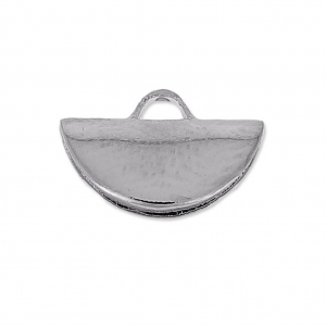 10.5 x 6.5mm half moon crimp ends - Antique Silver Tone x1