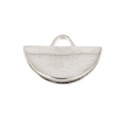 10.5 x 6.5mm half moon crimp ends - fine silver plating x1|raw }}