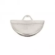 10.5 x 6.5mm half moon crimp ends - fine silver plating x1
