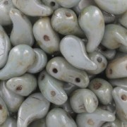 Zoliduo® Left pressed glass beads with two holes 5x8mm Green Grey Marbel x20|raw }}