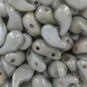 Zoliduo® Left pressed glass beads with two holes 5x8mm Green Grey Marbel x20