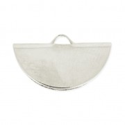 19.5x11.5mm half moon crimp ends - fine silver plating x1|raw }}