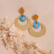 Round brass pendant 28 mm Gold Tone x1