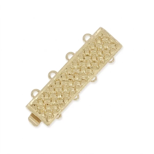 4 strands fancy clasp 26x7 mm Gold Tone x1