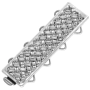 4-row clasp with braiding pattern 26x7 mm - White bronze x1