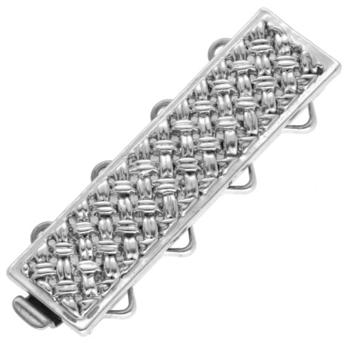 4-row clasp with braiding pattern 26x7 mm - White bronze x1