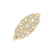 Oval clasp to be clipped with strass 9x21 mm Gold Tone x1|raw }}