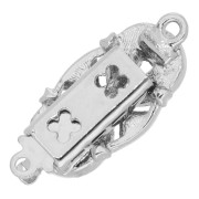 Oval rhinestone clip clasp 22 mm - White bronze x1