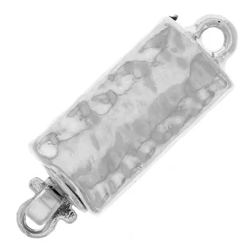 Clasp to be clipped rectangular hammered 6x18 mm rhodium x1