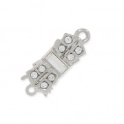 Clasp to be clipped with strass 7x19 mm rhodium plated x1|raw }}