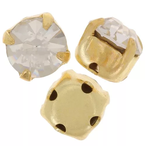 Chatons montés 7mm Gold tone Crystal  x5