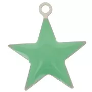 Epoxy resin metal star charm 15 mm Mint x 10