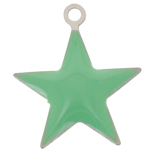 Epoxy resin metal star charm 15 mm Mint x 10