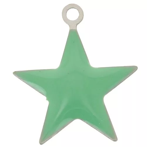 Epoxy resin metal star charm 15 mm Mint x 10