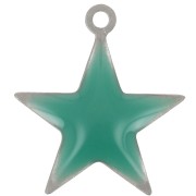 Epoxy resin metal star charm 15 mm emerald green x 10