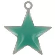 Epoxy resin metal star charm 15 mm emerald green x 10